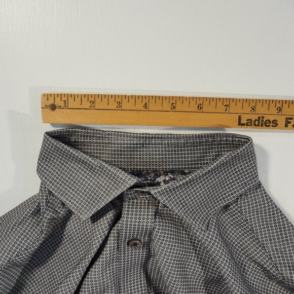 Robert Graham X Shirt Mens 41/16 Gray Flip Cuff Dress Preppy Minimalist Luxury - Picture 5 of 11